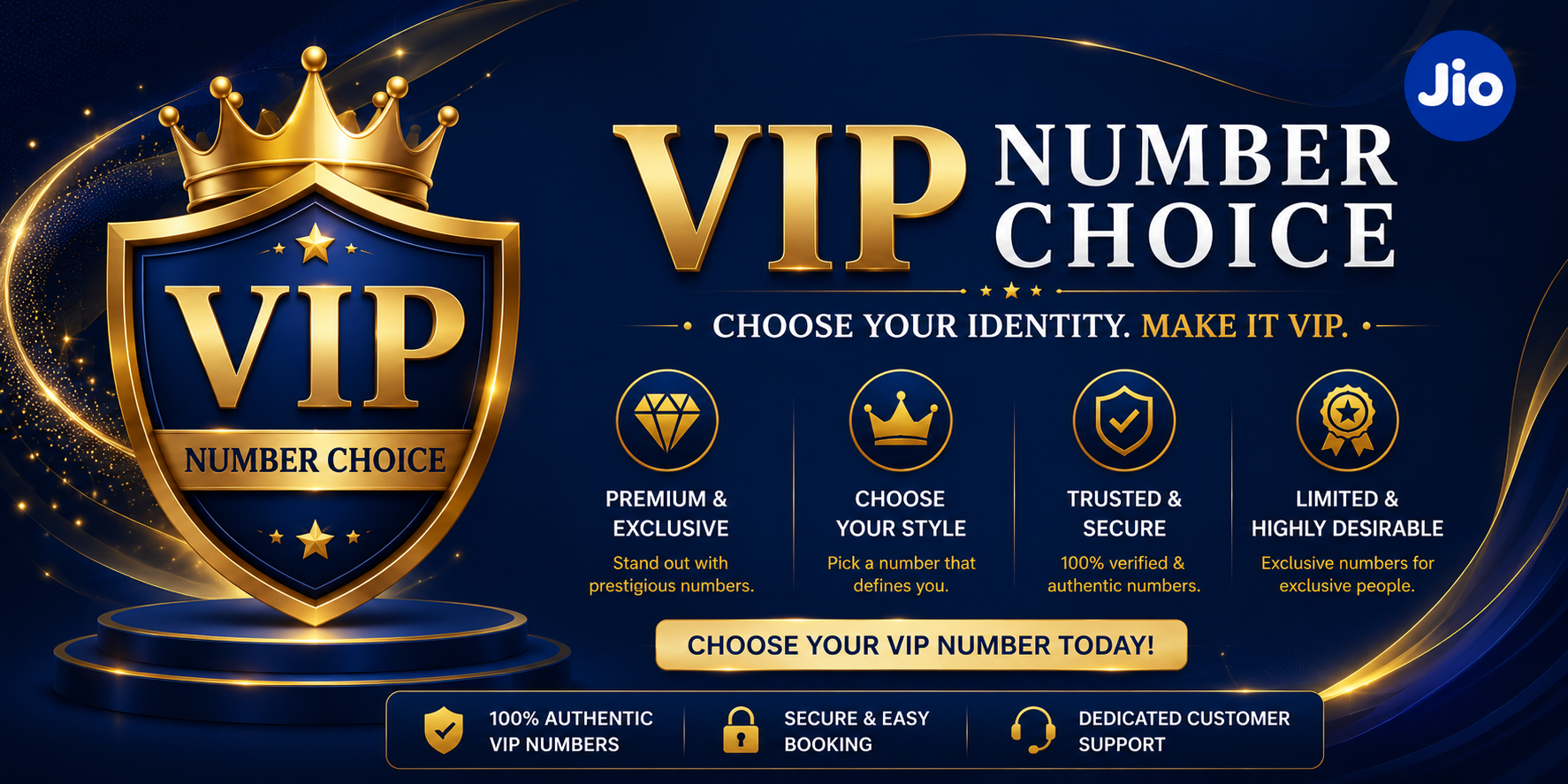 Jio VIP Number Choice — buy premium exclusive Jio VIP mobile numbers online India 2026, choose your identity make it VIP, 100% authentic trusted secure, dedicated customer support, VIPNumberChoice.com
